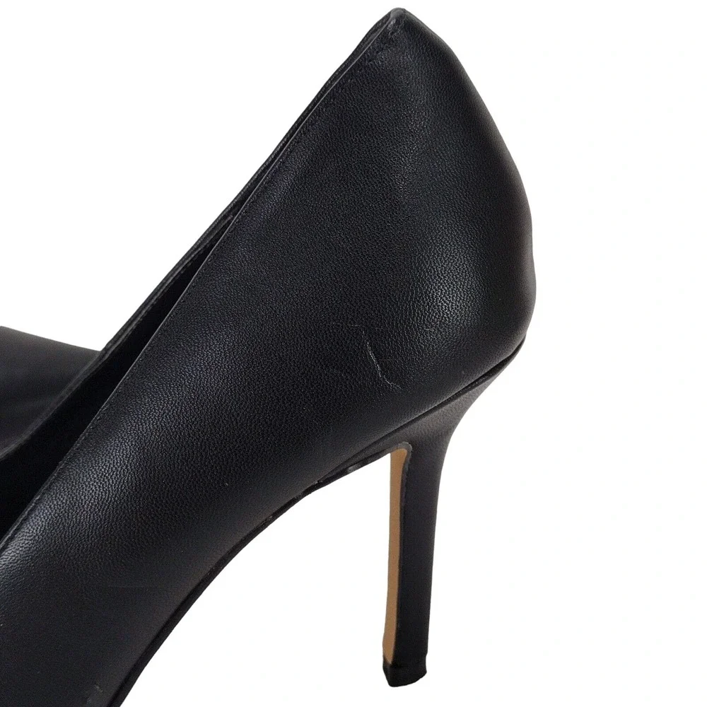 Express Classic Black Synthetic Vegan Leather Pointed Toe Pump Heels Y2K Size 9